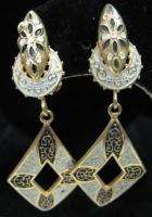 Vintage 1960s SPANISH TOLEDO jewelry DIAMOND drop EARRINGS  