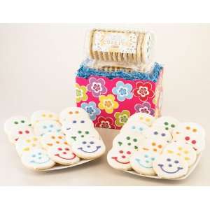 Cookie Gift Basket   Orginal Gourmet Smiley Cookies in Flower Basket 