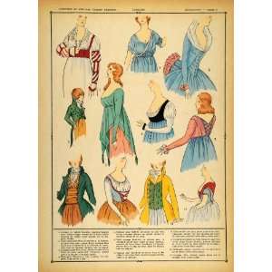  1922 Pochoir French Revolution Costume Dress Bodice   Orig 