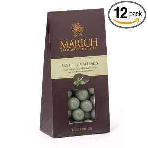 Marich Mint Chip Dark Chocolate Maltballs, 4.5 Ounce (Pack of 12)
