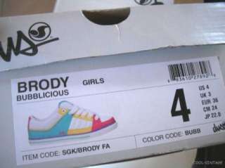 NEW NIB Girls DVS BRODY Bubblicious Kids SKATE shoes Size 4 US 3 UK 22 