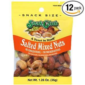 Snak Club Salted Deluxe Mixed Nuts, 1.25 ounce bags, (Pack of 12 