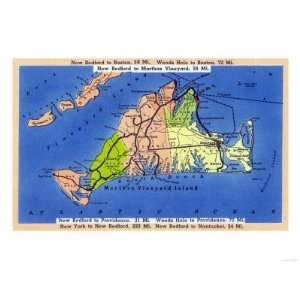  Marthas Vineyard Island, Massachusetts   Detailed Map of 