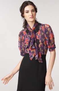 Tracy Reese Tie Neck Silk Blouse  