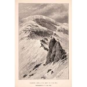 1892 Wood Engraving Chimborazo Edward Whymper Volcano Mountain Andes 