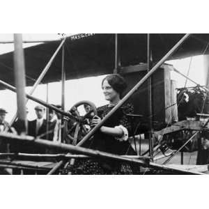  c1910 photo Mrs. Glenn Curtiss at the controls of an 