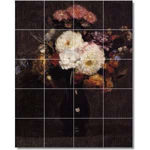 Henri Fantin Latour Flowers Kitchen Tile Mural 24  17x21.25 using (20 
