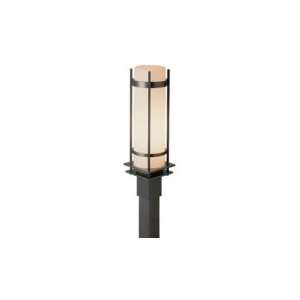   Light Outdoor Post Lamp in Black with Stone glass