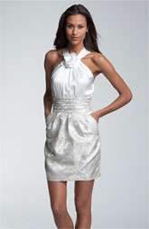 Alexia Admor Blouson Halter Silk Jacquard Dress $218.00