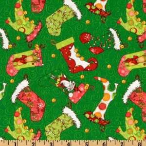  44 Wide Razzle Dazzle Stockings Green Fabric By The Yard 