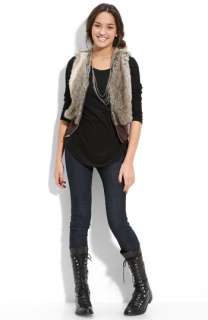 Faux Fur Vest, Lush Oversized Tee & Jolt Jeans  