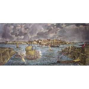 Valetta Harbour Etching Gore, Charles Josset, Lawrence Topographical 