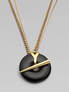 Yves Saint Laurent   Black Disc Necklace    