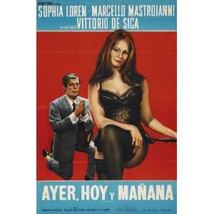   and Tomorrow Poster Argentine 27x40 Sophia Loren Marcello Mastroianni