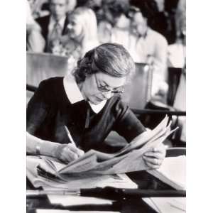  Author Mary McCarthy Reading Newspaper During Watergate 