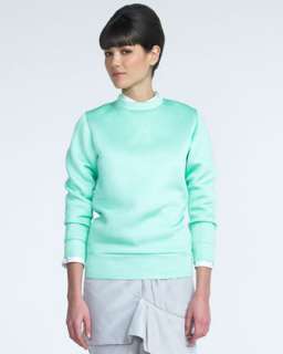 Ponte Knit Sweater, Cotton Poplin Blouse & Flounce Front Skirt
