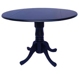 Round Dual Drop Leaf Ped Pedestal Dining Table Black  