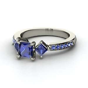  Caroline Ring, Princess Sapphire 14K White Gold Ring 