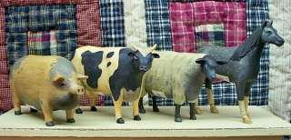 PRIMITIVE RESIN FARM ANIMALS COW, HORSE, PIG OR SHEEP  