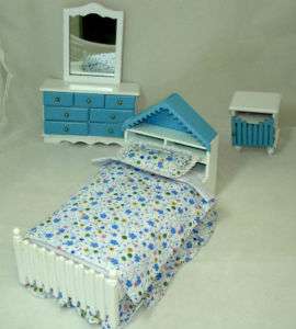Mini Little Girls Blue & White Picket Fence Bedroom Set  