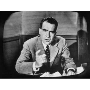 Vice Presidential Candidate Richard M. Nixon Making a Speech on Tv 