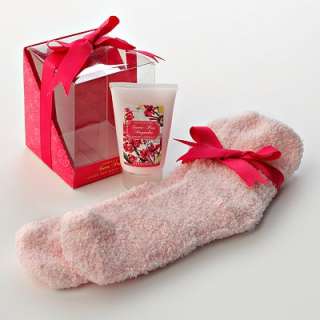   Pleasures Sweet Pea Magnolia Plush Socks and Foot Lotion Gift Set