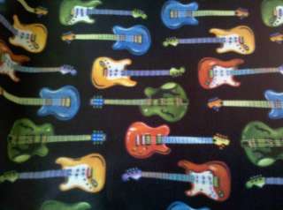 Guitar music fleece fabric by the yard Rock n roll  