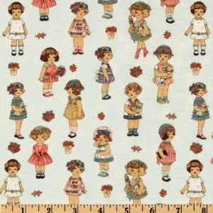  44 Wide Sheryls Paper Dolls Pale Blue Fabric By The 