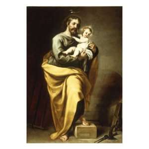 St Joseph with the Infant Christ Giclee Poster Print by Alonso Cano 