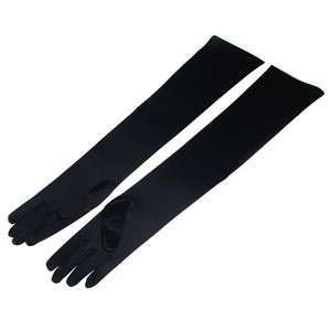 Extra Long Black Satin Evening Costume Wear Gloves  