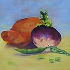 Original Oil Painting, Food, Sweet Potato, Turnip, Beans, by Sharon 