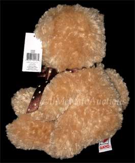 NEW GANZ HUGSY Bear Plush TAN Teddy 13 Stuffed Animal TOY w/ Bow 