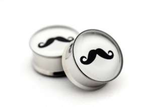 Pair of Mustache Plugs gauges Choose Size new STYLE 1  