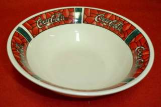Gibson Coca Cola Stained Glass Des 2 Soup/Cereal Bowls  