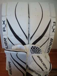   Bauer RX4 Junior Hockey Goalie Leg Pad Set 26 28 30+1 White Jr Gloves