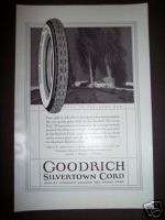 1923 Original B. F. GOODRICH Silvertown CAR TIRES AD  