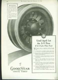 1916 Goodyear Truck Tires S V FREE Vintage Ad  