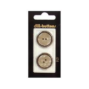  Dill Buttons 23mm 2 Hole Beige/Antique Gold 2 pc (6 Pack 