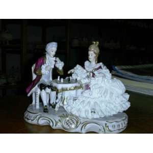   Authentic German Dresden Porcelain Fired Lace Figurine