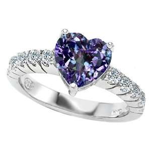   Simulated Alexandrite Engagement Ring in .925 Sterling Silver Size 7