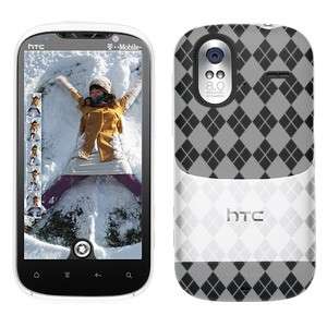 Clear Argyle Hard CANDY TPU Gel Crystal Skin Case Cover for HTC Amaze 