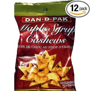 Dan D Pak Maple Syrup Cashews, 3.5 Ounce Bags (Pack of 12)  