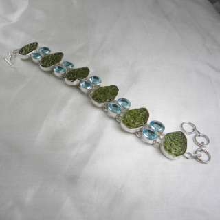 Blue Quartz, Moldavid Sterling Silver Bracelet Jewelry  