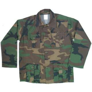 Woodland Camouflage KIDS HUNTING BDU FATIGUE SHIRT   4 Pocket Jacket 