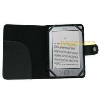 Black  Kindle 4 Kindle Touch Genuine Leather Cover Case + Screen 