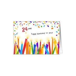  Happy 24th Birthday, Confetti and Candles Card Toys 