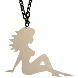  Plexiglass Mudflap Girl Necklace In Mirror with Black 