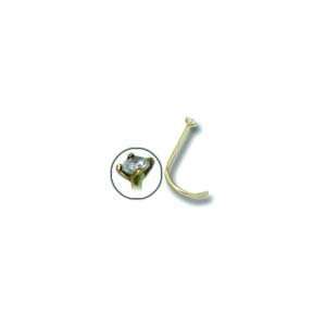 18K Gold Jeweled Nose Stud with Prong Set Diamond   18G (1mm)   Sold 