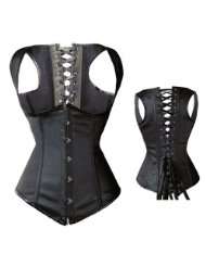 Beautifully Faux Leather Black Underbust Corset With Shoulder straps
