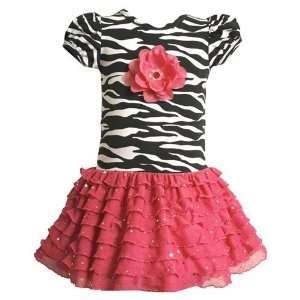    Bonnie Jean Zebra Print Ruffle Tiered Dress (Size 24 Months) Baby